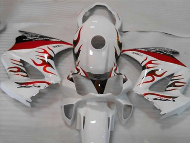 2002-2012 White Red Flame Honda VFR800 Motorcycle Fairing
