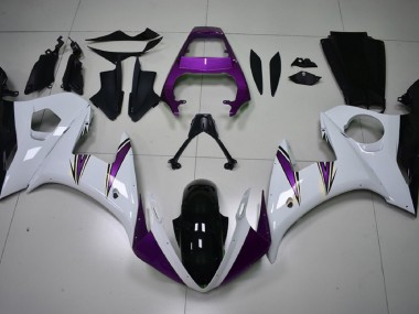 2003-2004 Gloss White & Purple Accents Yamaha R6 Motorcycle Fairing