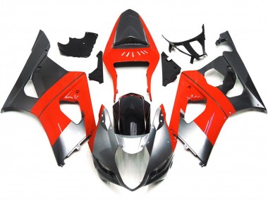 2003-2004 Plain Red and Silver Suzuki GSXR 1000 Motorcycle Fairing
