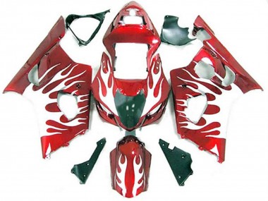 2003-2004 White and Red Flame Suzuki GSXR 1000 Motorcycle Fairing