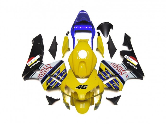 2003-2004 Yellow Nastro Azzurro 46 Honda CBR600RR Motorcycle Fairing 2003-2004 Yellow Nastro Azzurro 46 Honda CBR600RR Motorcycle Fairing