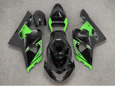 2004-2005 Gloss Black and Green Suzuki GSXR 600-750 Motorcycle Fairing