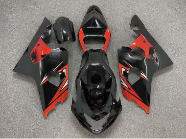 2004-2005 Gloss Black and Red Suzuki GSXR 600-750 Motorcycle Fairing