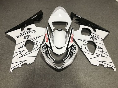 2004-2005 Gloss Black and White Corona Style Suzuki GSXR 600-750 Motorcycle Fairing