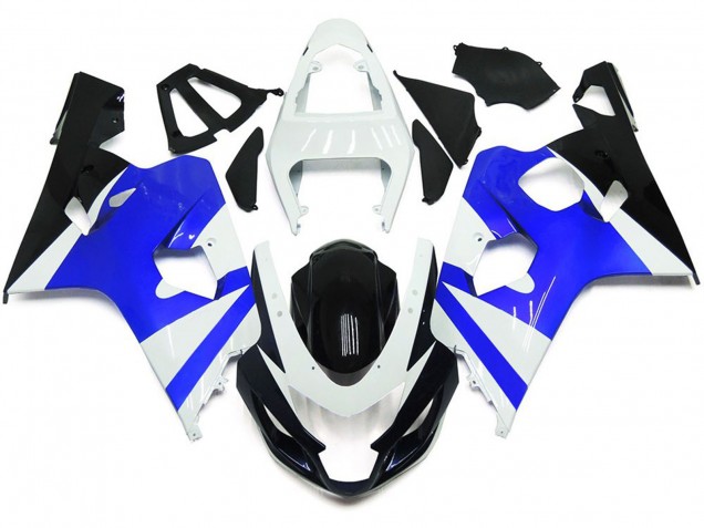2004-2005 Gloss White and Gloss Blue Suzuki GSXR 600-750 Motorcycle Fairing 2004-2005 Gloss White and Gloss Blue Suzuki GSXR 600-750 Motorcycle Fairing