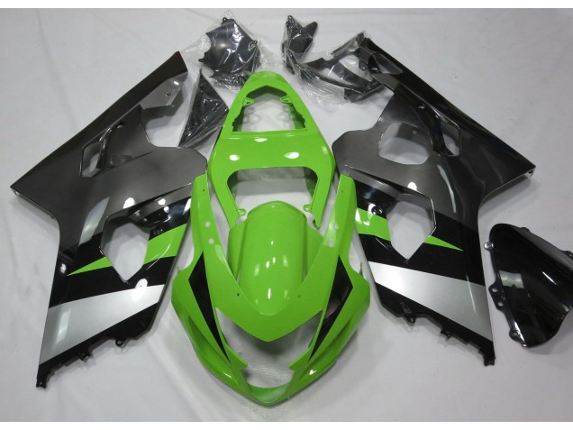 2004-2005 Green and Silver Suzuki GSXR 600-750 Motorcycle Fairing 2004-2005 Green and Silver Suzuki GSXR 600-750 Motorcycle Fairing