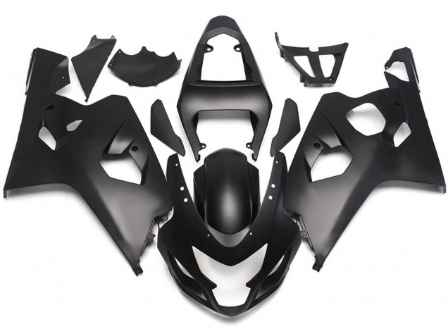 2004-2005 Matte Black Style with Red Decals Suzuki GSXR 600-750 Motorcycle Fairing 2004-2005 Matte Black Style with Red Decals Suzuki GSXR 600-750 Motorcycle Fairing