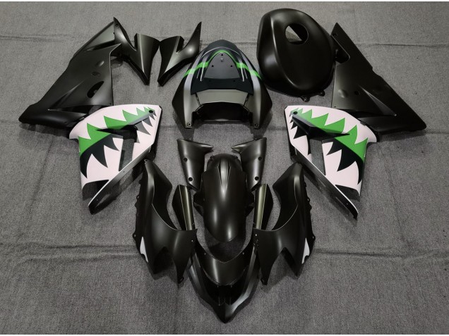 2004-2005 Matte Black and Green Kawasaki ZX10R Motorcycle Fairing