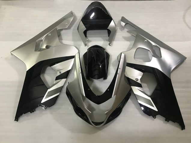2004-2005 Matte Silver and Black Suzuki GSXR 600-750 Motorcycle Fairing 2004-2005 Matte Silver and Black Suzuki GSXR 600-750 Motorcycle Fairing