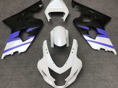 2004-2005 Matte White & Blue Suzuki GSXR 600-750 Motorcycle Fairing