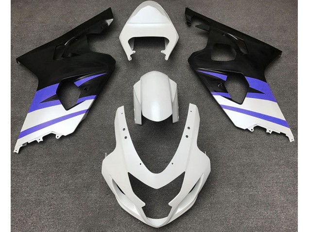 2004-2005 Matte White & Blue Suzuki GSXR 600-750 Motorcycle Fairing 2004-2005 Matte White & Blue Suzuki GSXR 600-750 Motorcycle Fairing