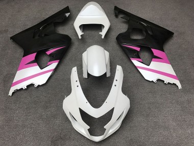 2004-2005 Matte White & Pink Suzuki GSXR 600-750 Motorcycle Fairing
