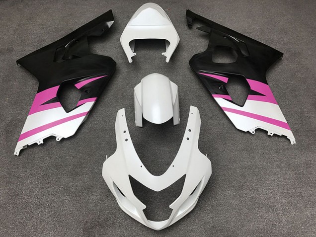 2004-2005 Matte White & Pink Suzuki GSXR 600-750 Motorcycle Fairing 2004-2005 Matte White & Pink Suzuki GSXR 600-750 Motorcycle Fairing
