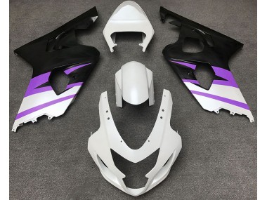 2004-2005 Matte White & Purple Suzuki GSXR 600-750 Motorcycle Fairing
