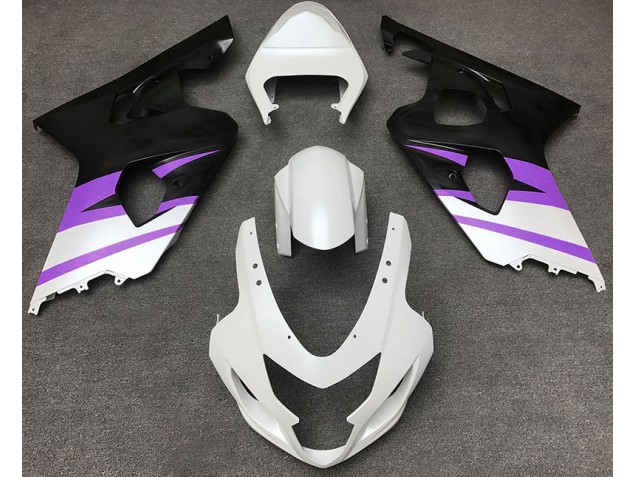 2004-2005 Matte White & Purple Suzuki GSXR 600-750 Motorcycle Fairing 2004-2005 Matte White & Purple Suzuki GSXR 600-750 Motorcycle Fairing