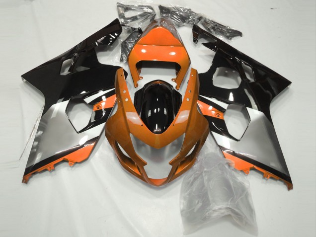 2004-2005 Orange Silver and Black Suzuki GSXR 600-750 Motorcycle Fairing 2004-2005 Orange Silver and Black Suzuki GSXR 600-750 Motorcycle Fairing