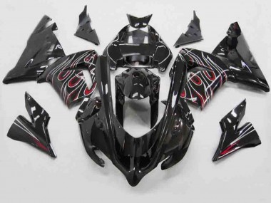 2004-2005 Red Black Flame Kawasaki ZX10R Motorcycle Fairing