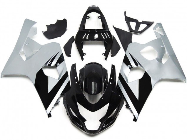 2004-2005 Silver and Gloss Black OEM Style Suzuki GSXR 600-750 Motorcycle Fairing 2004-2005 Silver and Gloss Black OEM Style Suzuki GSXR 600-750 Motorcycle Fairing