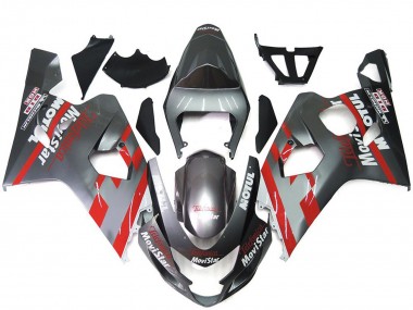 2004-2005 Silver and Red MoviStar Suzuki GSXR 600-750 Motorcycle Fairing