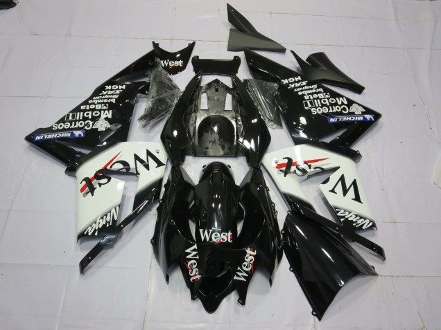 2004-2005 West White Black Kawasaki ZX10R Motorcycle Fairing