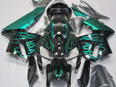 2005-2006 Gloss Teal Flame Honda CBR600RR Motorcycle Fairing