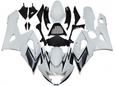 2005-2006 Gloss White Style with Silver Hints Suzuki GSXR 1000 Motorcycle Fairing