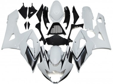 2005-2006 Gloss White Style with Silver Hints Suzuki GSXR 1000 Motorcycle Fairing