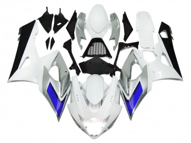 2005-2006 Gloss White Style with Silver Hints and Blue Suzuki GSXR 1000 Motorcycle Fairing