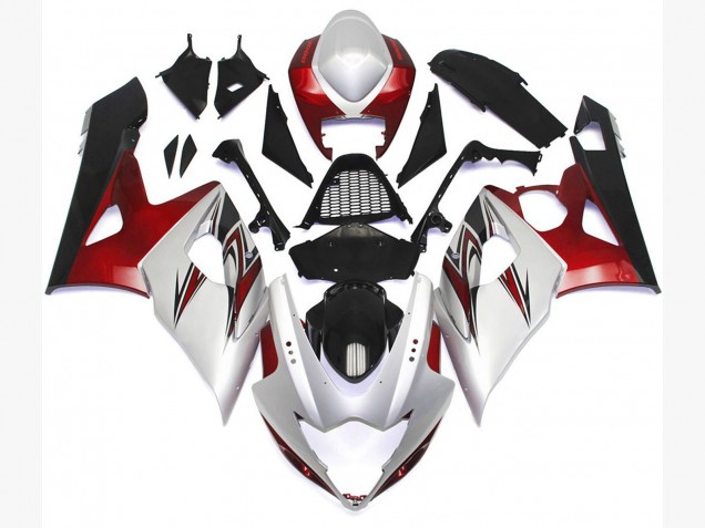 2005-2006 Gloss White Style with Silver Hints and Bronze Suzuki GSXR 1000 Motorcycle Fairing 2005-2006 Gloss White Style with Silver Hints and Bronze Suzuki GSXR 1000 Motorcycle Fairing