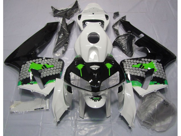 2005-2006 Green Splatter on Gloss Black Honda CBR600RR Motorcycle Fairing 2005-2006 Green Splatter on Gloss Black Honda CBR600RR Motorcycle Fairing