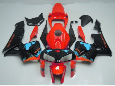 2005-2006 Light Blue Splatter on Red Honda CBR600RR Motorcycle Fairing