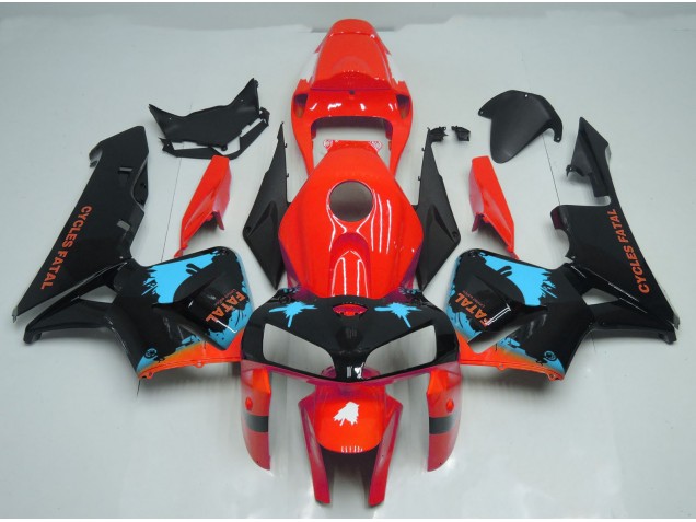 2005-2006 Light Blue Splatter on Red Honda CBR600RR Motorcycle Fairing 2005-2006 Light Blue Splatter on Red Honda CBR600RR Motorcycle Fairing