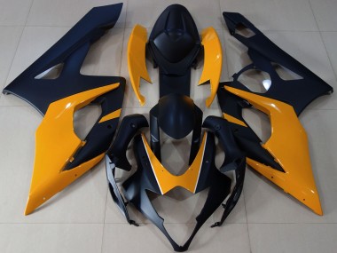 2005-2006 Matte Black & Light Orange Suzuki GSXR 1000 Motorcycle Fairing