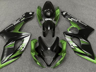 2005-2006 Matte Black and Green Suzuki GSXR 1000 Motorcycle Fairing