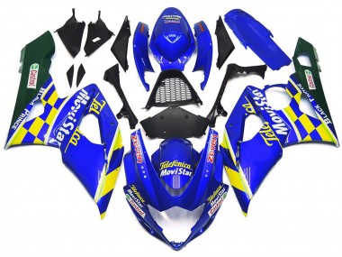 2005-2006 MoviStar Blue and Yellow Check Suzuki GSXR 1000 Motorcycle Fairing