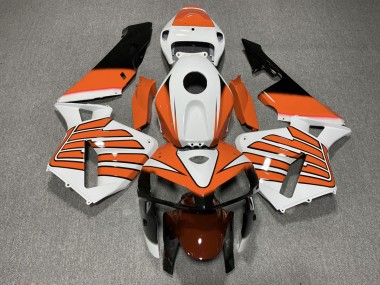 2005-2006 Orange and White Wings Honda CBR600RR Motorcycle Fairing