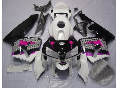 2005-2006 Pink Splatter on Gloss Black Honda CBR600RR Motorcycle Fairing