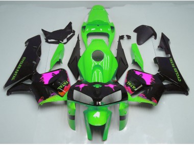 2005-2006 Pink Splatter on Green Honda CBR600RR Motorcycle Fairing
