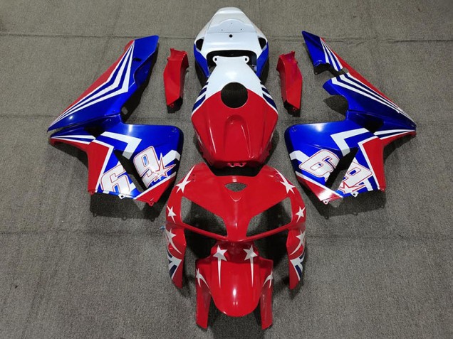 2005-2006 Red White and Blue 69 Honda CBR600RR Motorcycle Fairing 2005-2006 Red White and Blue 69 Honda CBR600RR Motorcycle Fairing