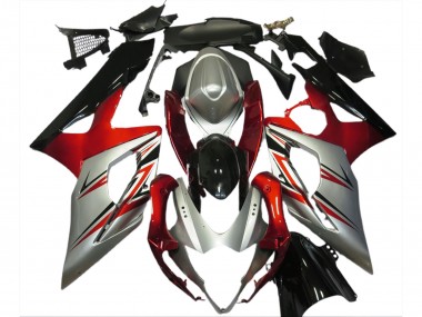 2005-2006 Red and Silver Suzuki GSXR 1000 Motorcycle Fairing