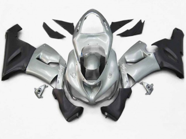 2005-2006 Silver Black Matte Kawasaki ZX6R Motorcycle Fairing