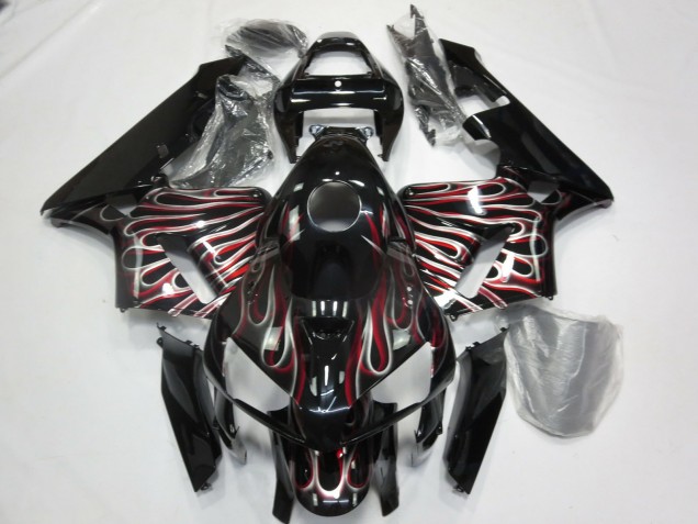 2005-2006 Silver and Red Flame Honda CBR600RR Motorcycle Fairing 2005-2006 Silver and Red Flame Honda CBR600RR Motorcycle Fairing