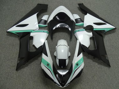 2005-2006 Teal White and Black Kawasaki ZX6R Motorcycle Fairing