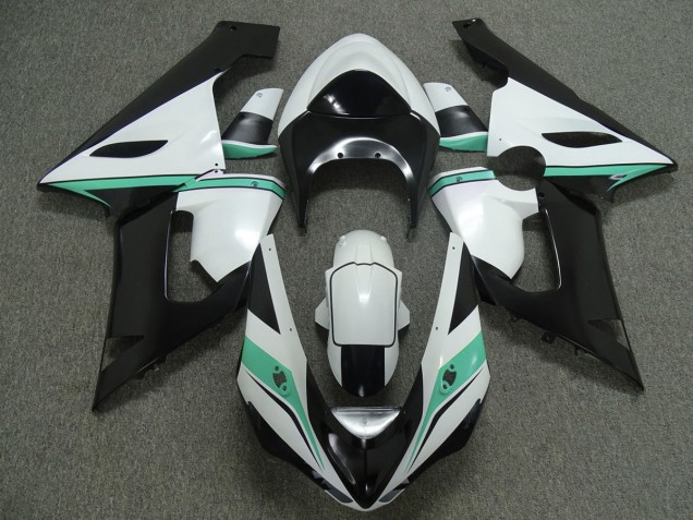 2005-2006 Teal White and Black Kawasaki ZX6R Motorcycle Fairing