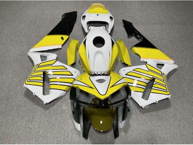 2005-2006 Yellow and White Wings Honda CBR600RR Motorcycle Fairing