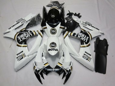2006-2007 Black White Lucky Strike Suzuki GSXR 600-750 Motorcycle Fairing