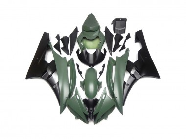 2006-2007 Custom Matte Green and Black Yamaha R6 Motorcycle Fairing