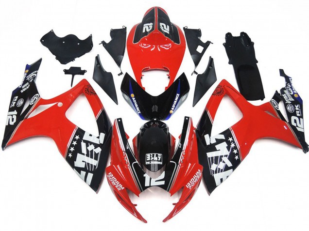 2006-2007 Custom Red and Black Logos Suzuki GSXR 600-750 Motorcycle Fairing 2006-2007 Custom Red and Black Logos Suzuki GSXR 600-750 Motorcycle Fairing