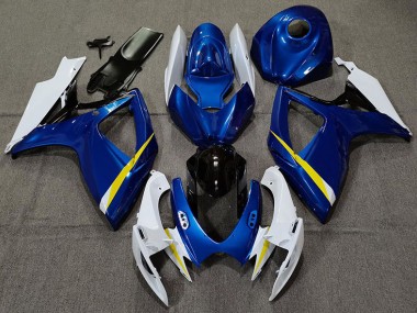 2006-2007 Gloss Blue White and Yellow Suzuki GSXR 600-750 Motorcycle Fairing