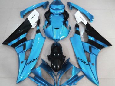 2006-2007 Gloss Light Blue and Black Yamaha R6 Motorcycle Fairing